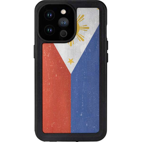 Philippines Flag Distressed iPhone 14 Pro Max Waterproof Case